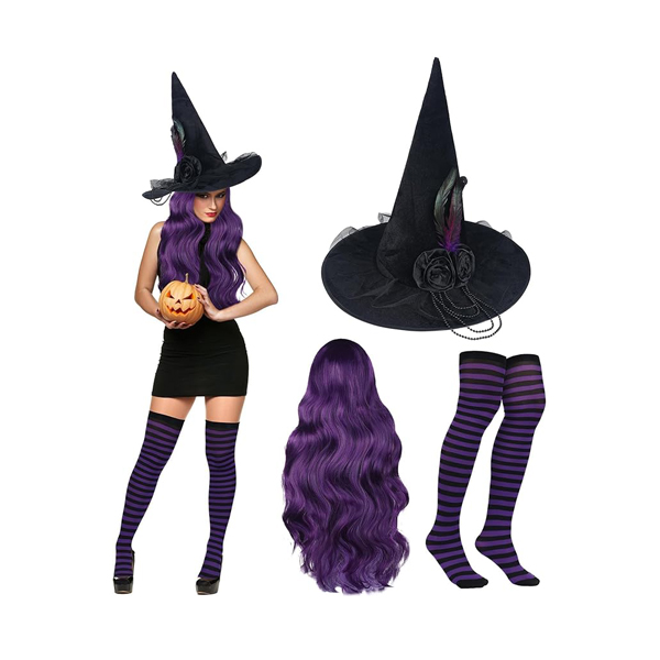 halloween purple witch costume set