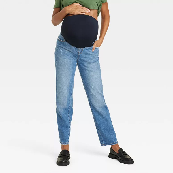 Best Maternity Jeans - Ingrid and Isabel Medium Wash Over the Belly 90s Jeans