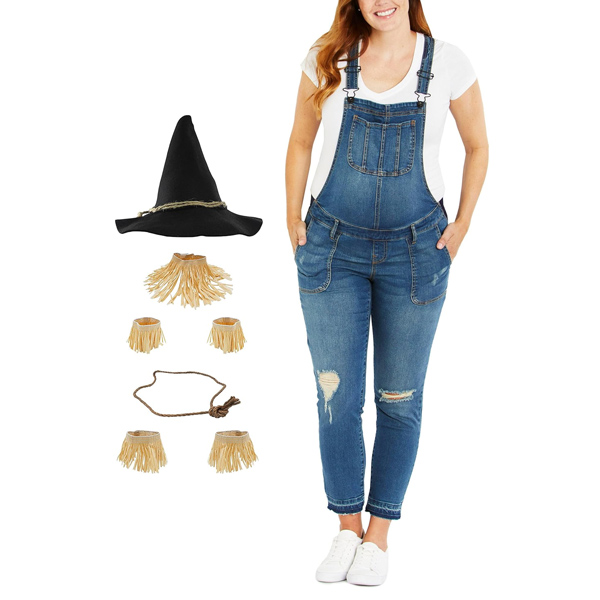 Scarecrow Straw Kit with Felt Hat and Denim Maternity Overalls