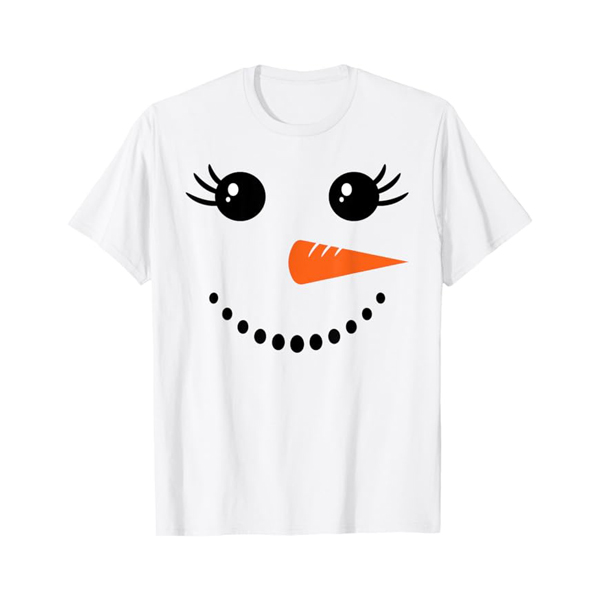 Snowman Face For Girls Christmas Winter T-Shirt